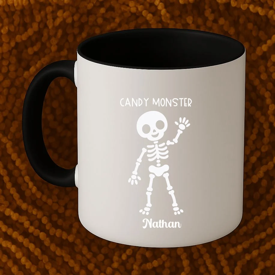 Halloween Skeleton Name Personalized Custom Gift - Candy Monster Custom Halloween Design Mug - Front 1