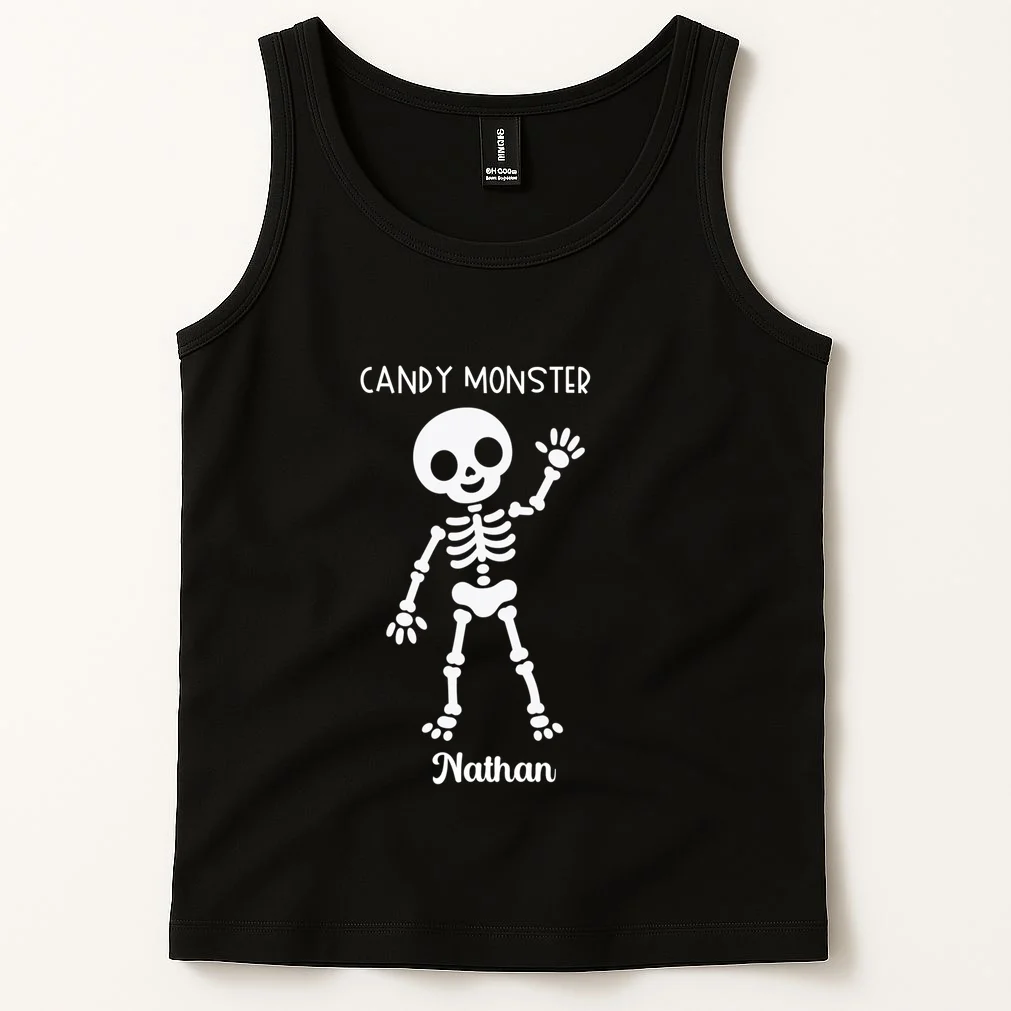 Halloween Skeleton Name Personalized Custom Gift - Candy Monster Custom Halloween Design Men's Tank Top - Front 1