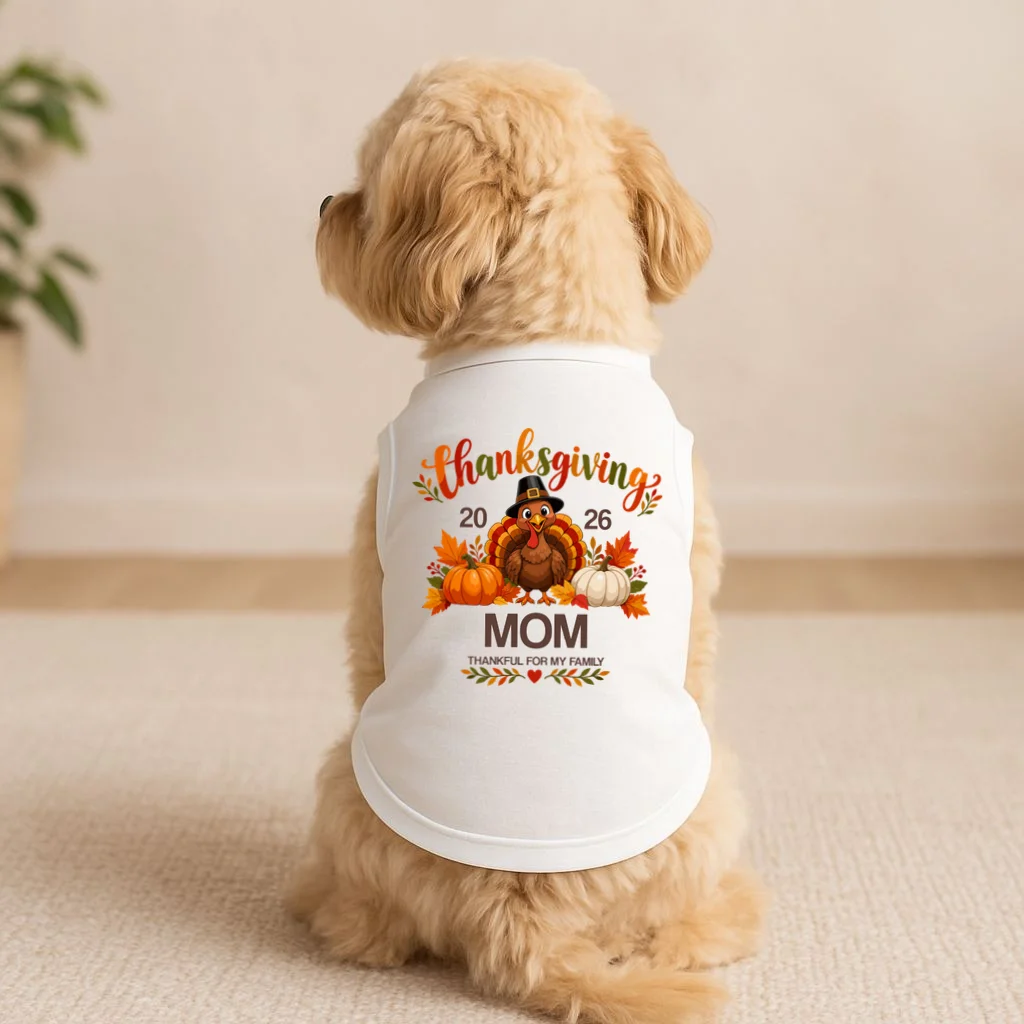 Thanksgiving Personalized Year Custom Gift - Vintage Turkey Family Thanksgiving Design Doggie Tank - Front 1