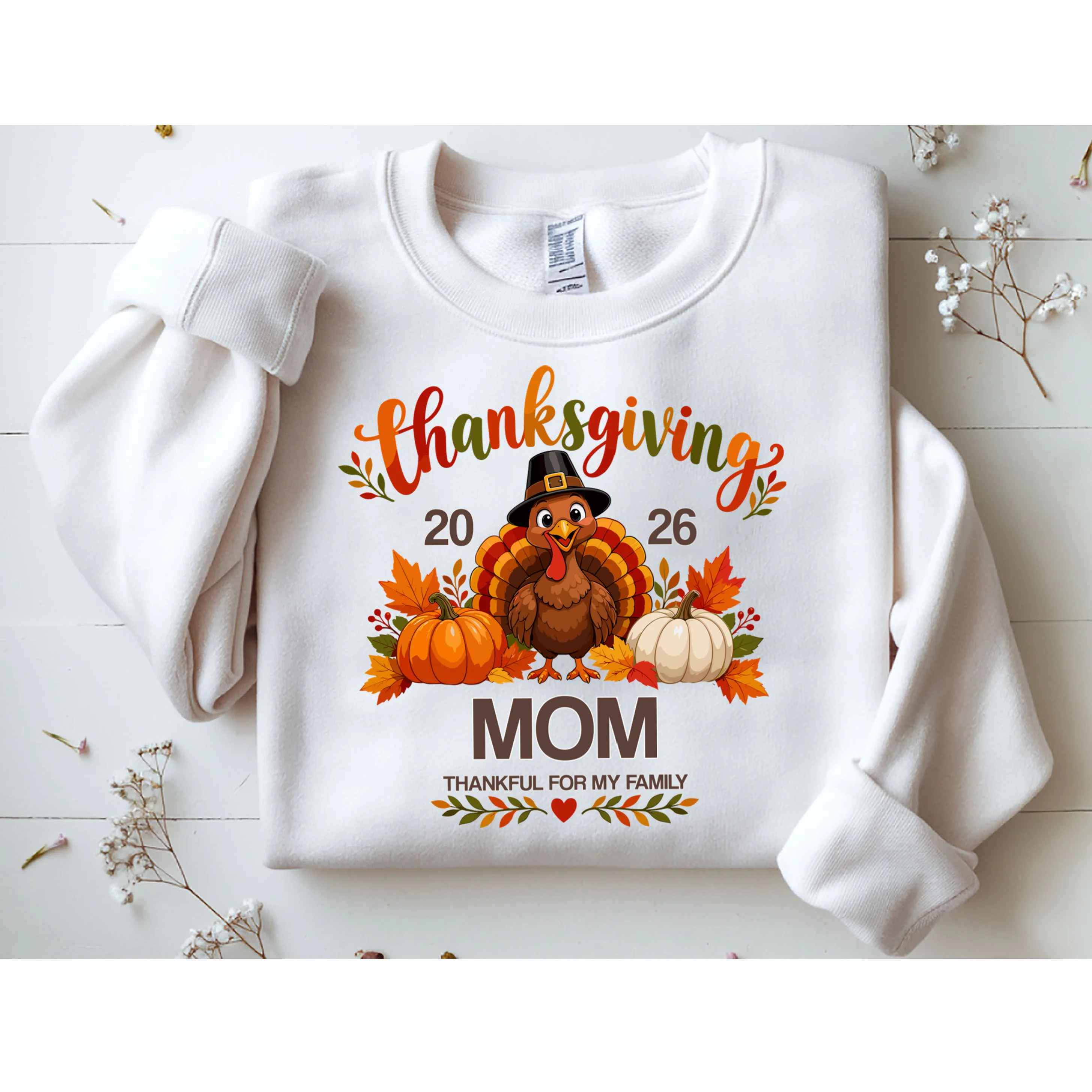 Thanksgiving Personalized Year Custom Gift - Vintage Turkey Family Thanksgiving Design Men's Sweatshirt - Front 1