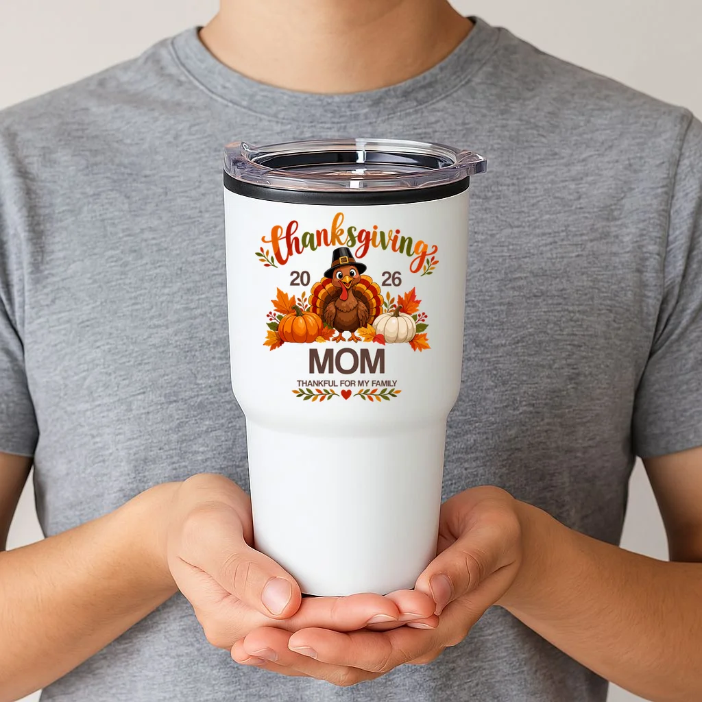 Thanksgiving Personalized Year Custom Gift - Vintage Turkey Family Thanksgiving Design 20oz Tumbler - Front 1