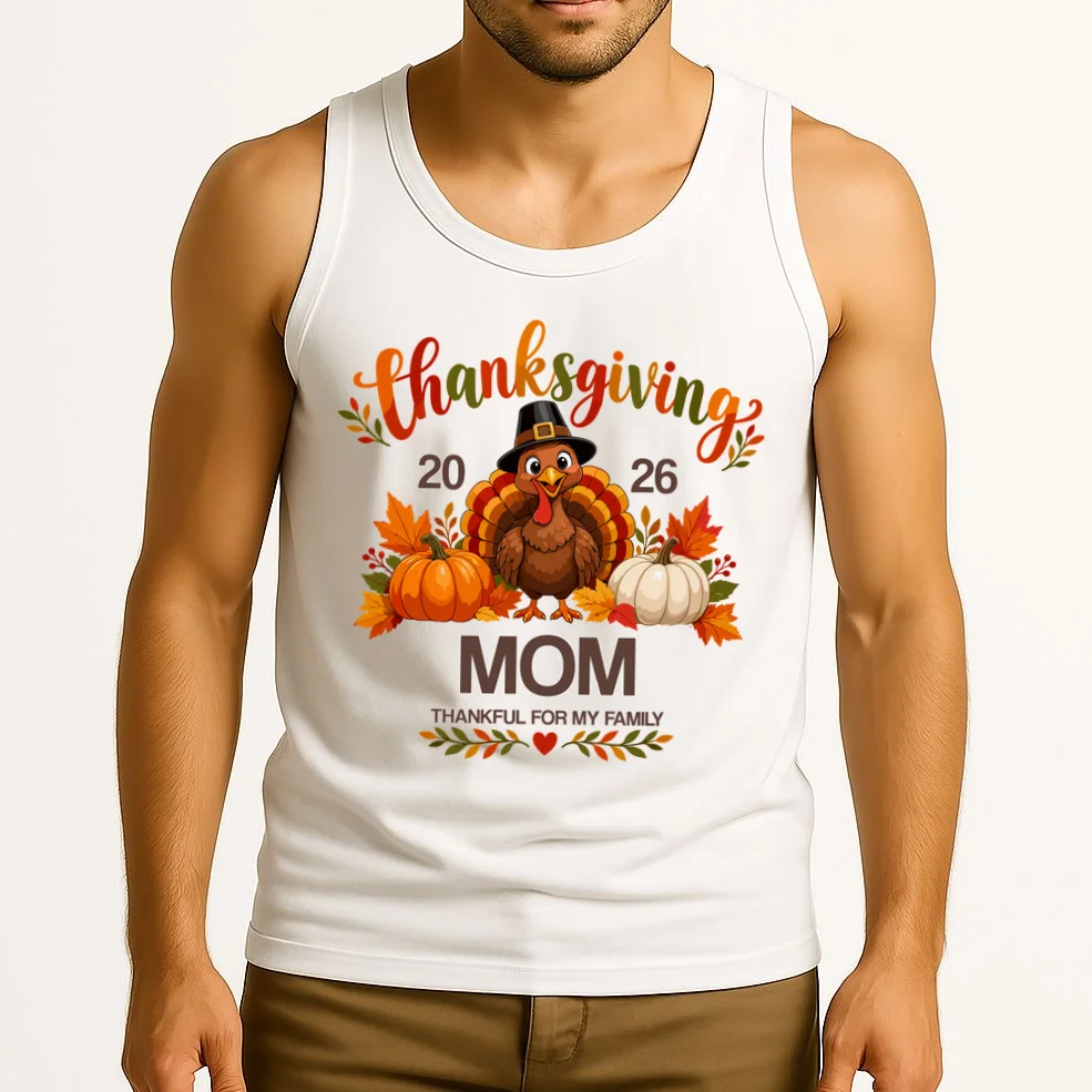 Thanksgiving Personalized Year Custom Gift - Vintage Turkey Family Thanksgiving Design Men's Tank Top - Front 2