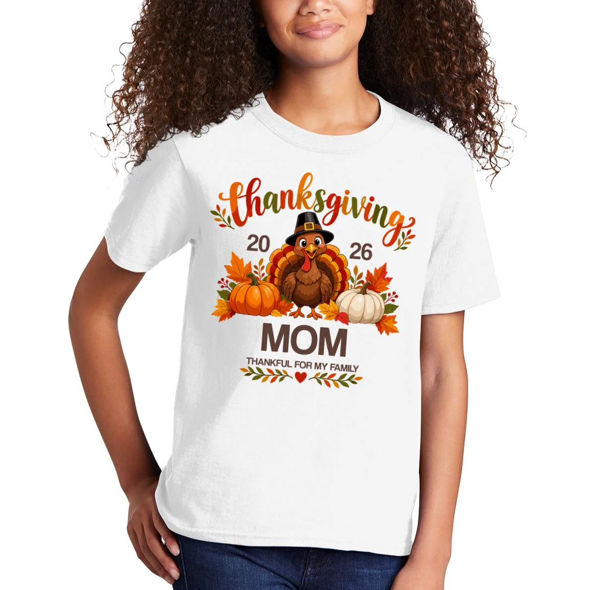 Thanksgiving Personalized Year Custom Gift - Vintage Turkey Family Thanksgiving Design Kids T-Shirt - Front 1