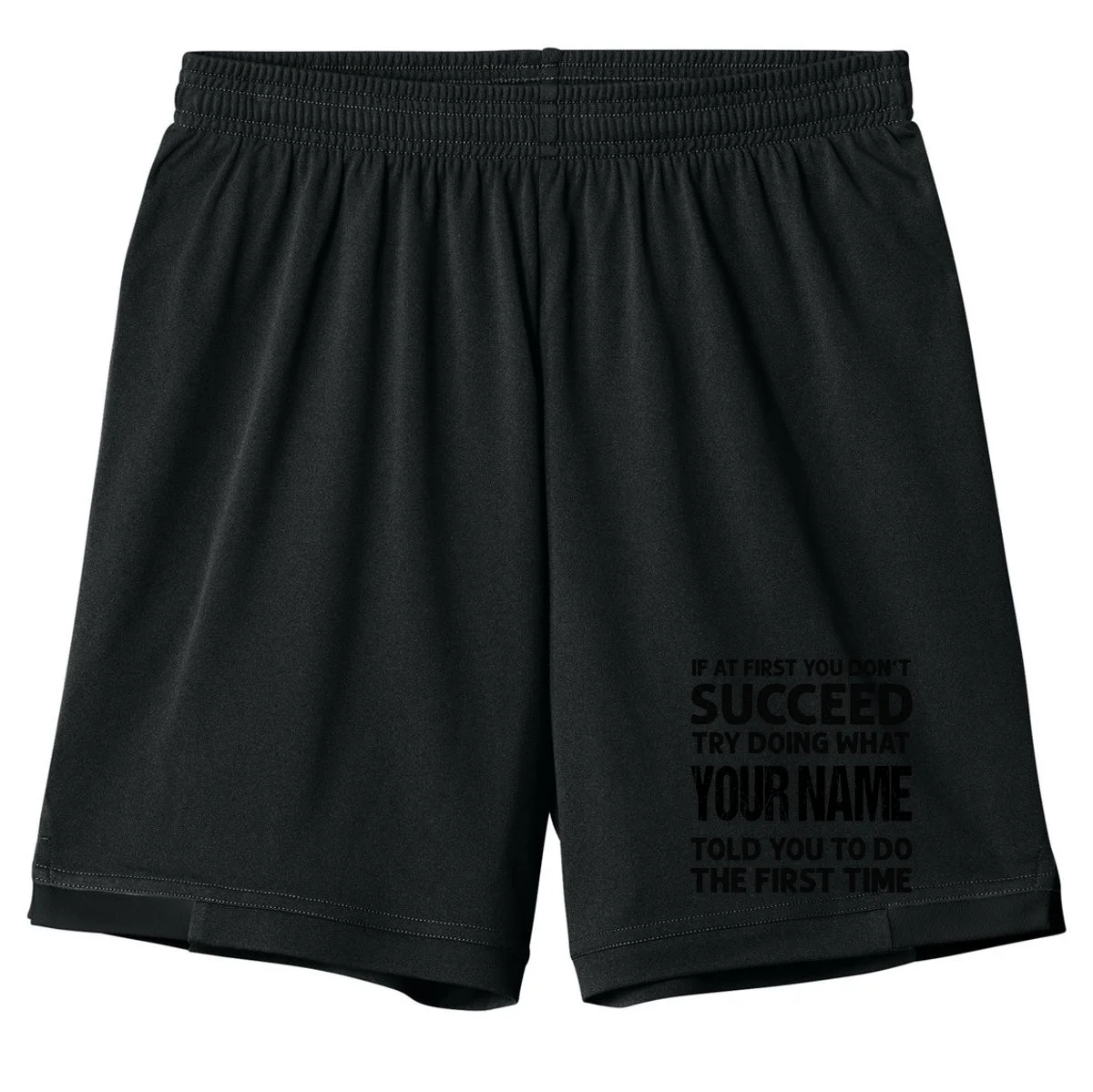 If At First You Don't Succeed Funny Custom Name Personalized Kids Shorts - Front