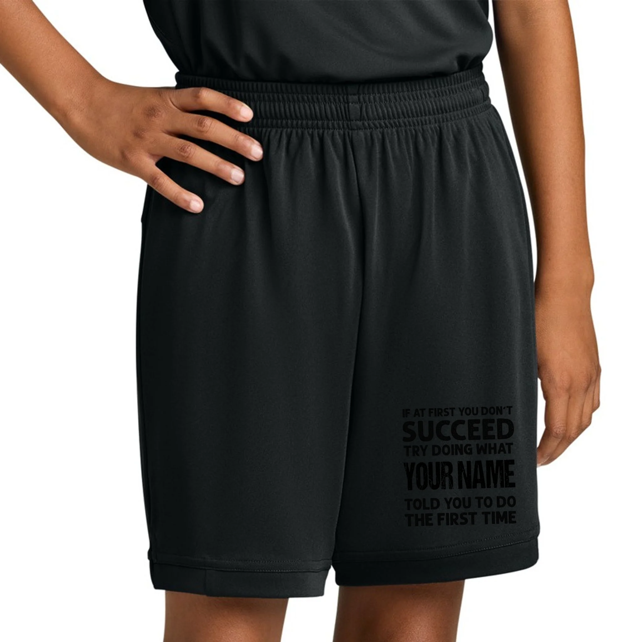 If At First You Don't Succeed Funny Custom Name Personalized Kids Shorts - Front 1