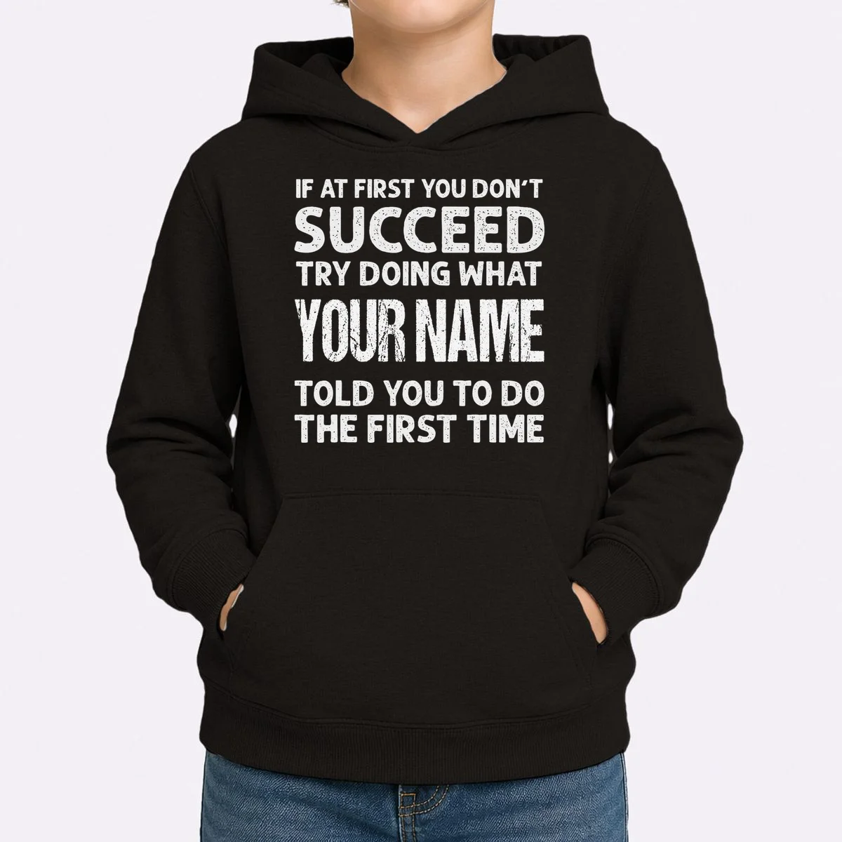 If At First You Don't Succeed Funny Custom Name Personalized Kids Hoodie - Front 1