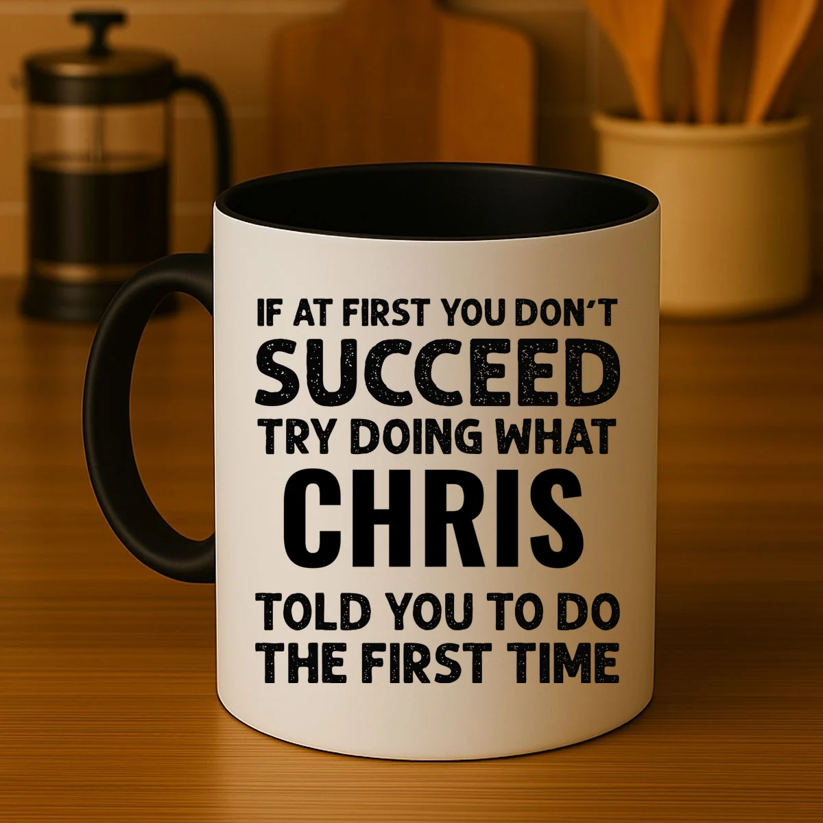 If At First You Don't Succeed Funny Name Personalized Custom Coffee Mug - Front 3