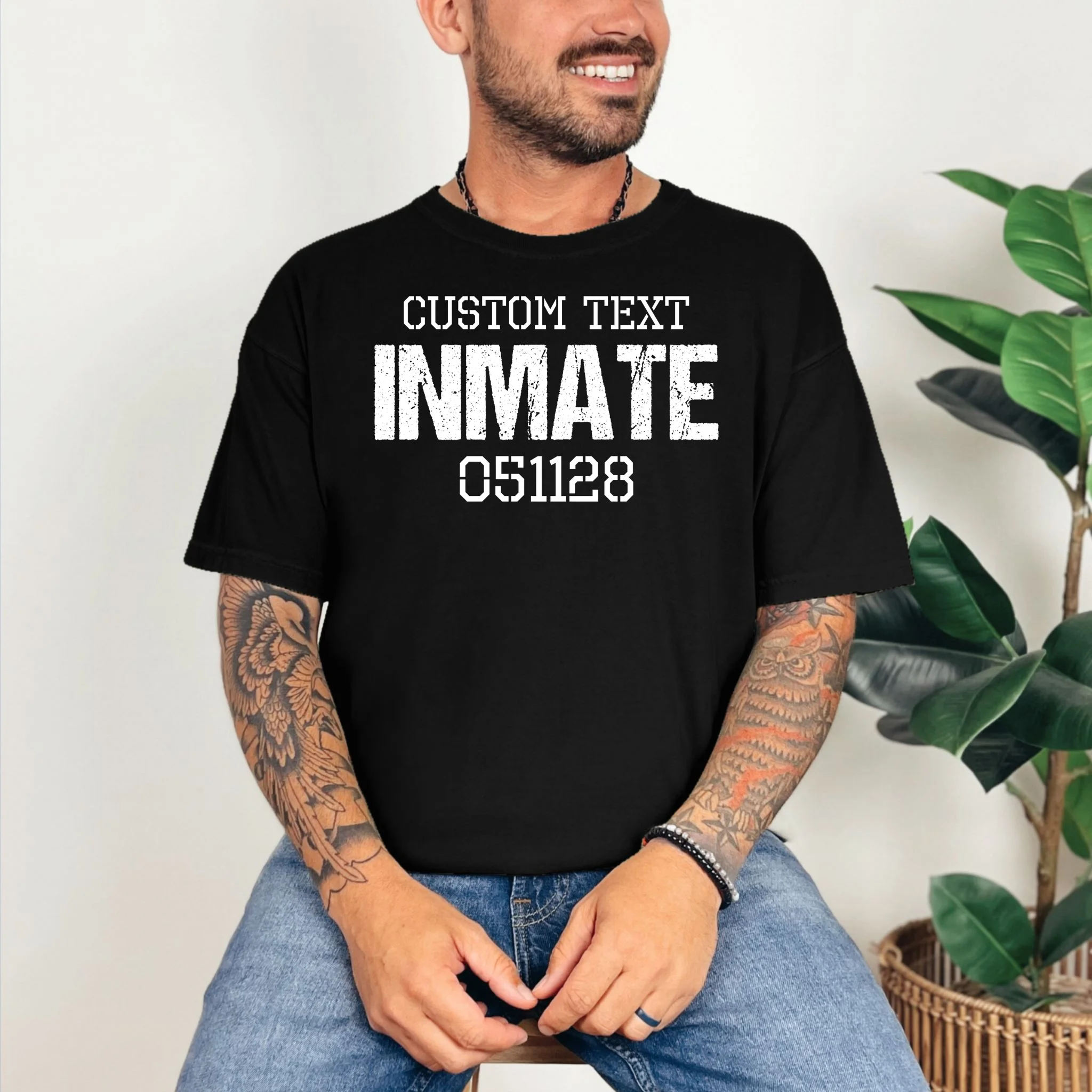 Inmate Custom Prisoner Costume Jail Outfit Personalized T-Shirt - Front 2