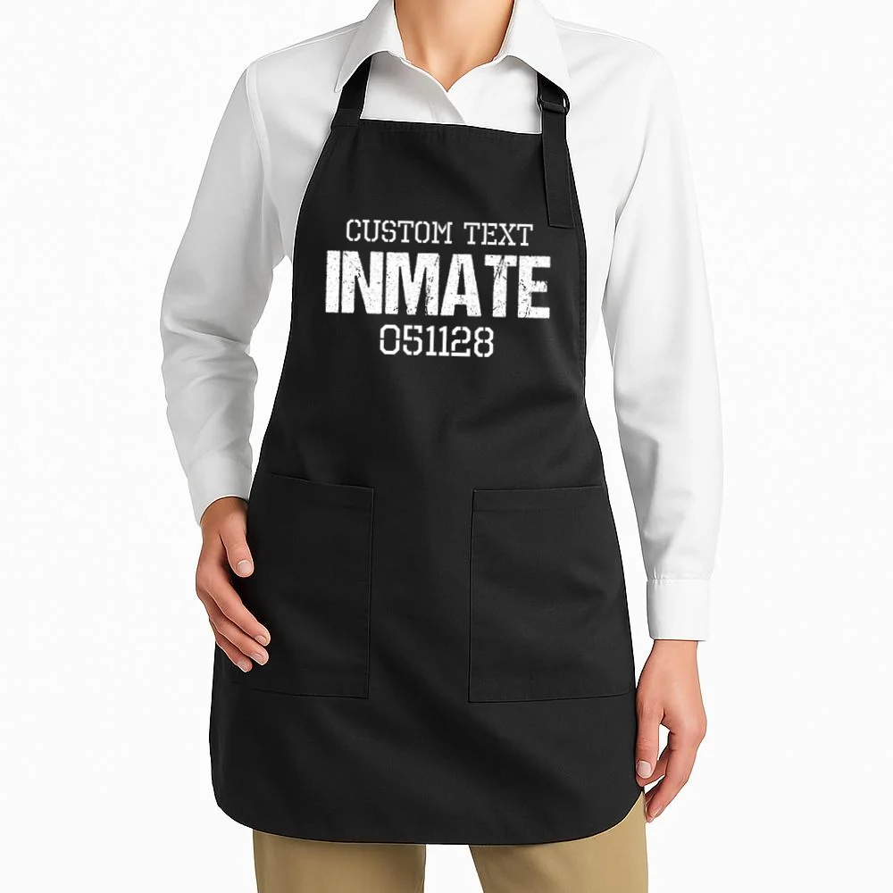 Inmate Custom Prisoner Costume Jail Outfit Personalized Apron - Front 1