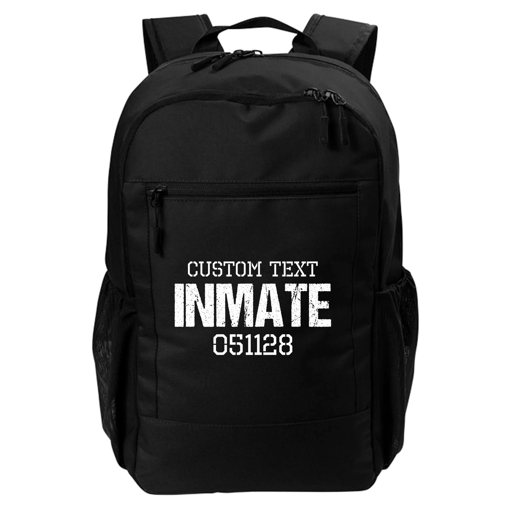 Inmate Custom Prisoner Costume Jail Outfit Personalized Backpack - Front