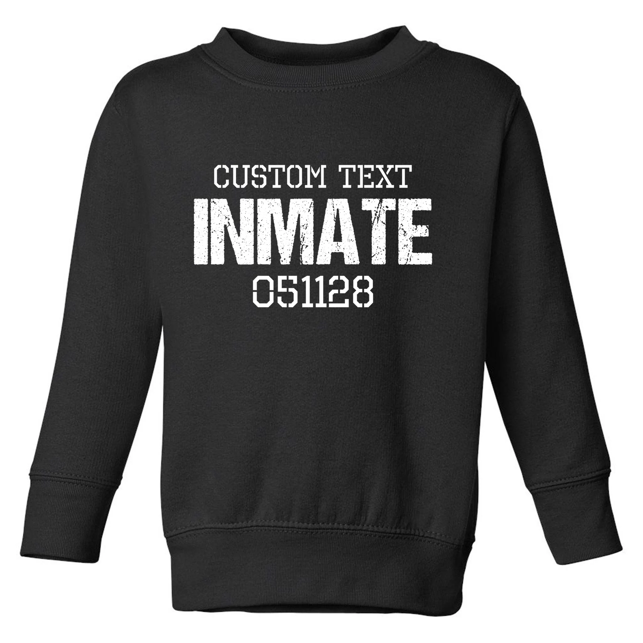 Inmate Custom Prisoner Costume Jail Outfit Personalized Toddler Sweatshirt - Front