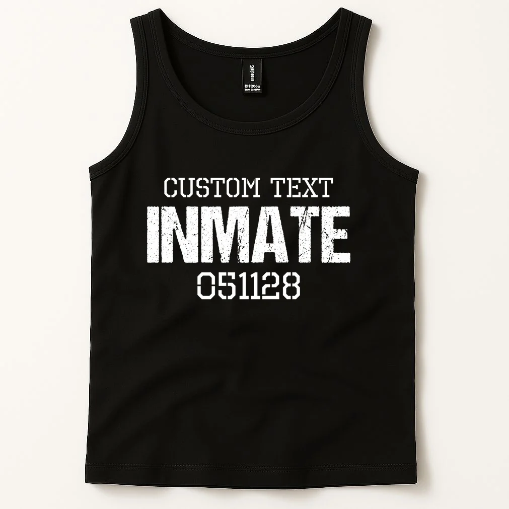 Inmate Custom Prisoner Costume Jail Outfit Personalized Tank Top - Front 1