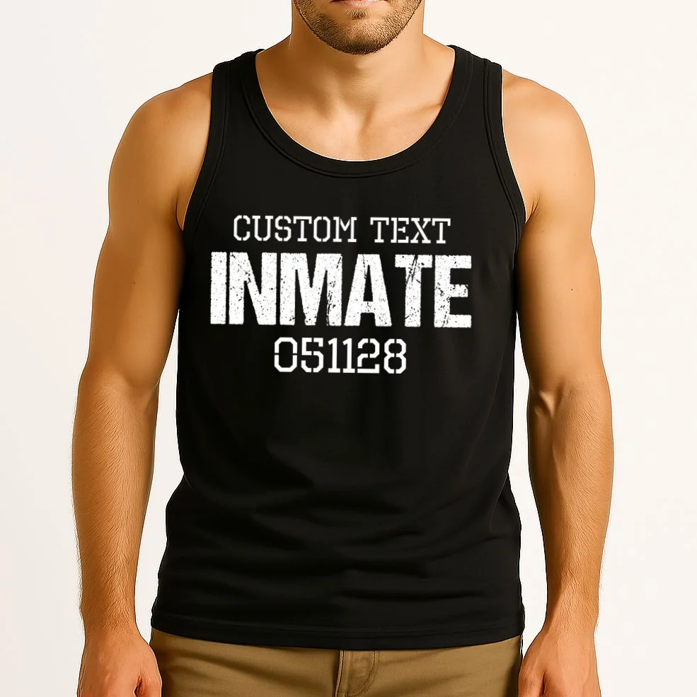 Inmate Custom Prisoner Costume Jail Outfit Personalized Tank Top - Front 2