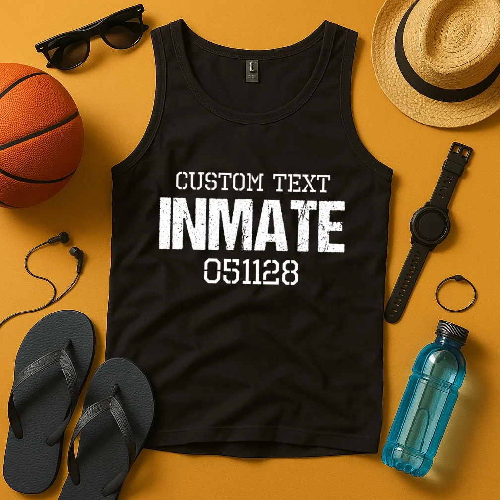 Inmate Custom Prisoner Costume Jail Outfit Personalized Tank Top - Front 3