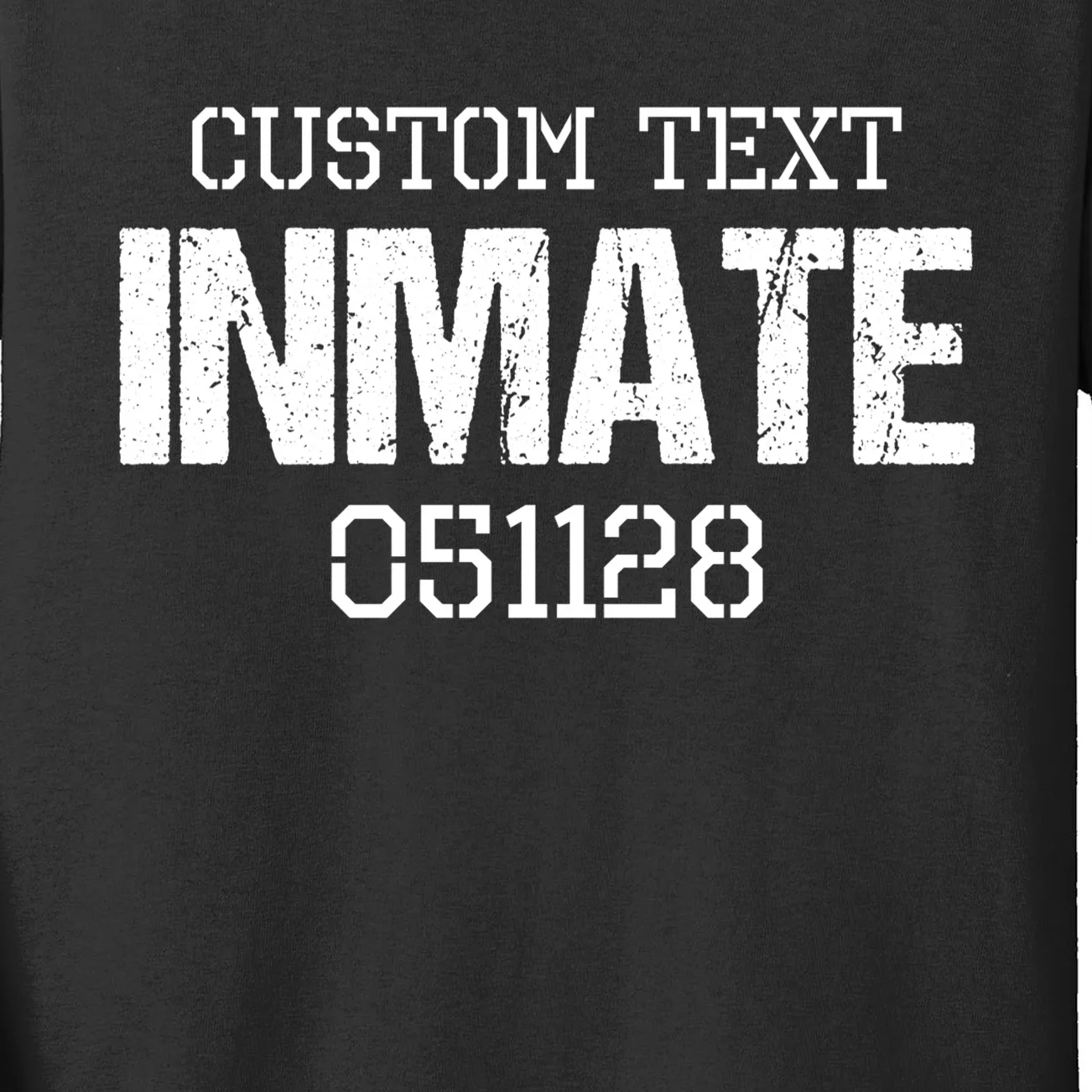 Inmate Custom Prisoner Costume Jail Outfit Personalized Kids Long Sleeve Shirt - Front - Close-up