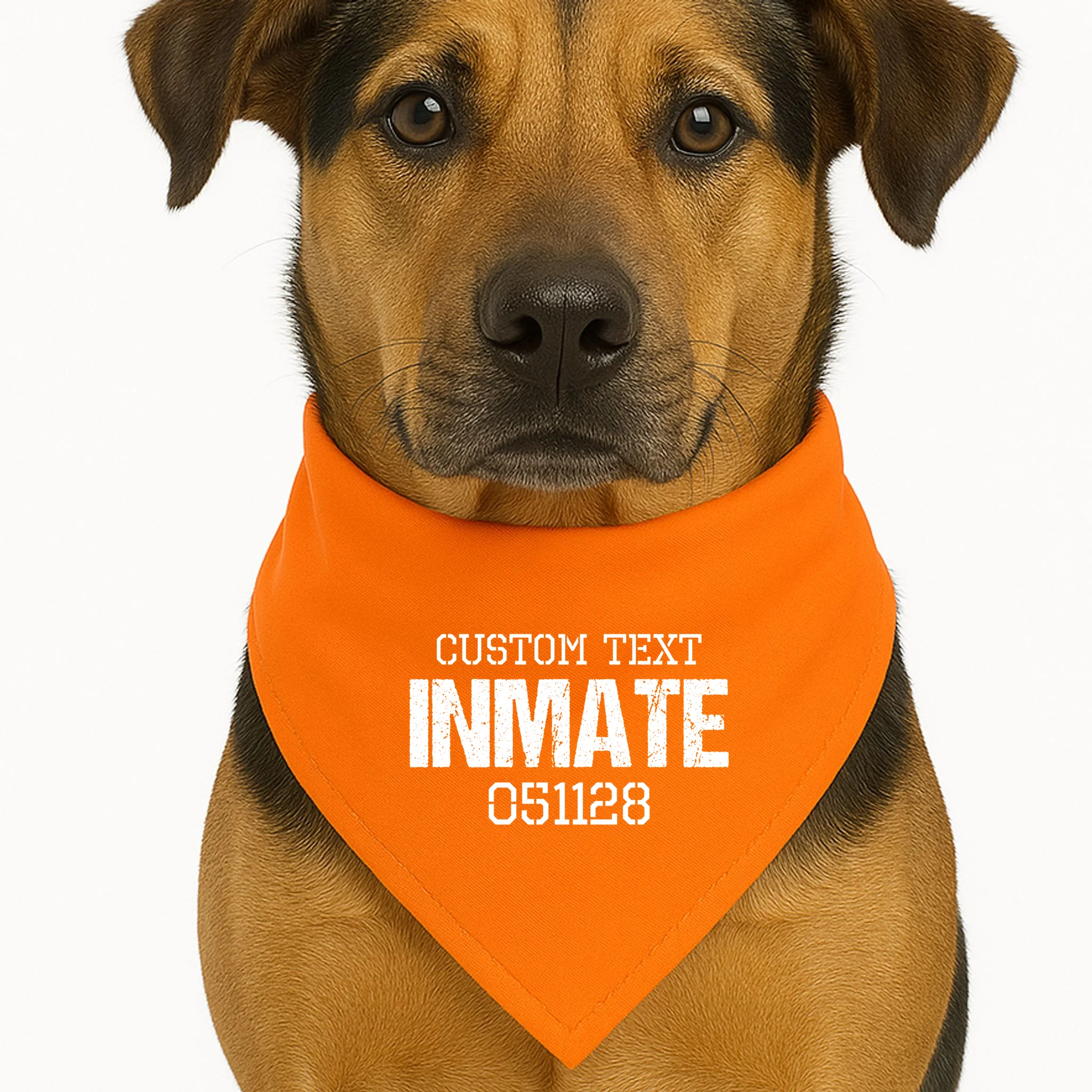 Inmate Custom Prisoner Costume Jail Outfit Personalized Dog Bandana - Front 1