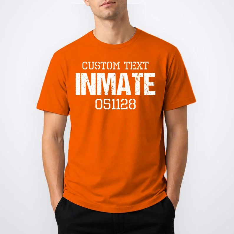 Inmate Custom Prisoner Costume Jail Outfit Personalized T-Shirt - Front 1