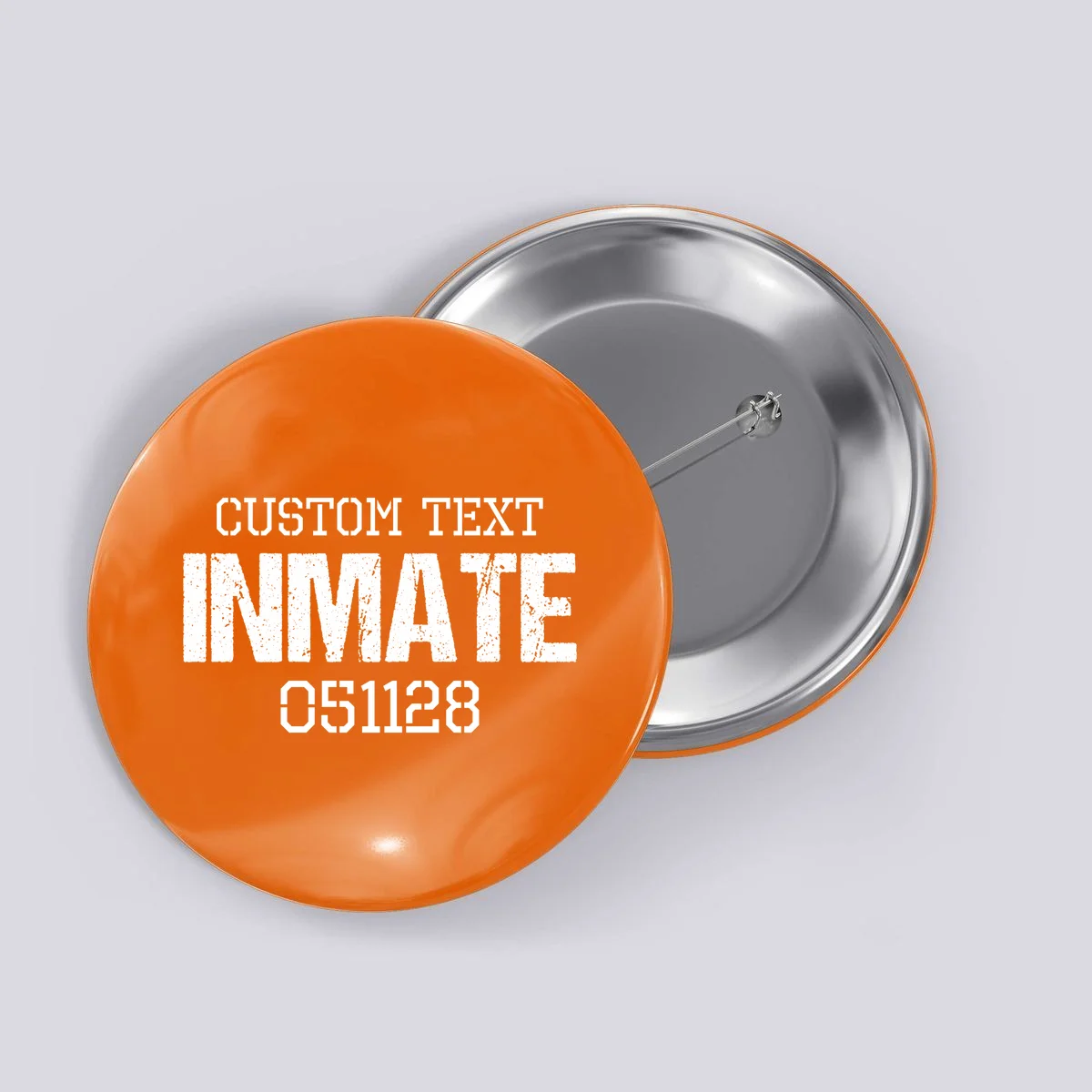 Inmate Custom Prisoner Costume Jail Outfit Personalized Button - Front