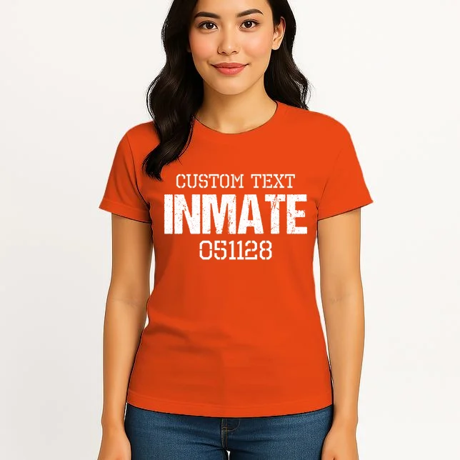 Inmate Custom Prisoner Costume Jail Outfit Personalized Women's T-Shirt - Front 3