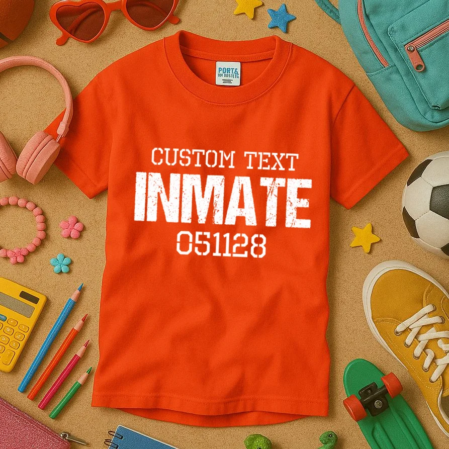 Inmate Custom Prisoner Costume Jail Outfit Personalized Kids T-Shirt - Front 2
