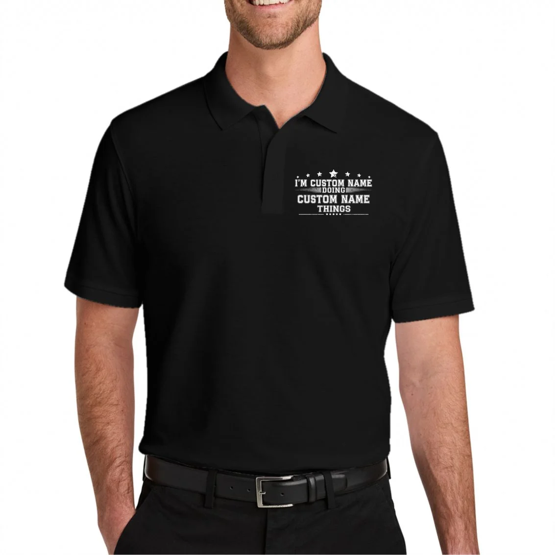 I'm Doing (Custom Name) Things Funny Personalized Gift Men's Polo - Front 1