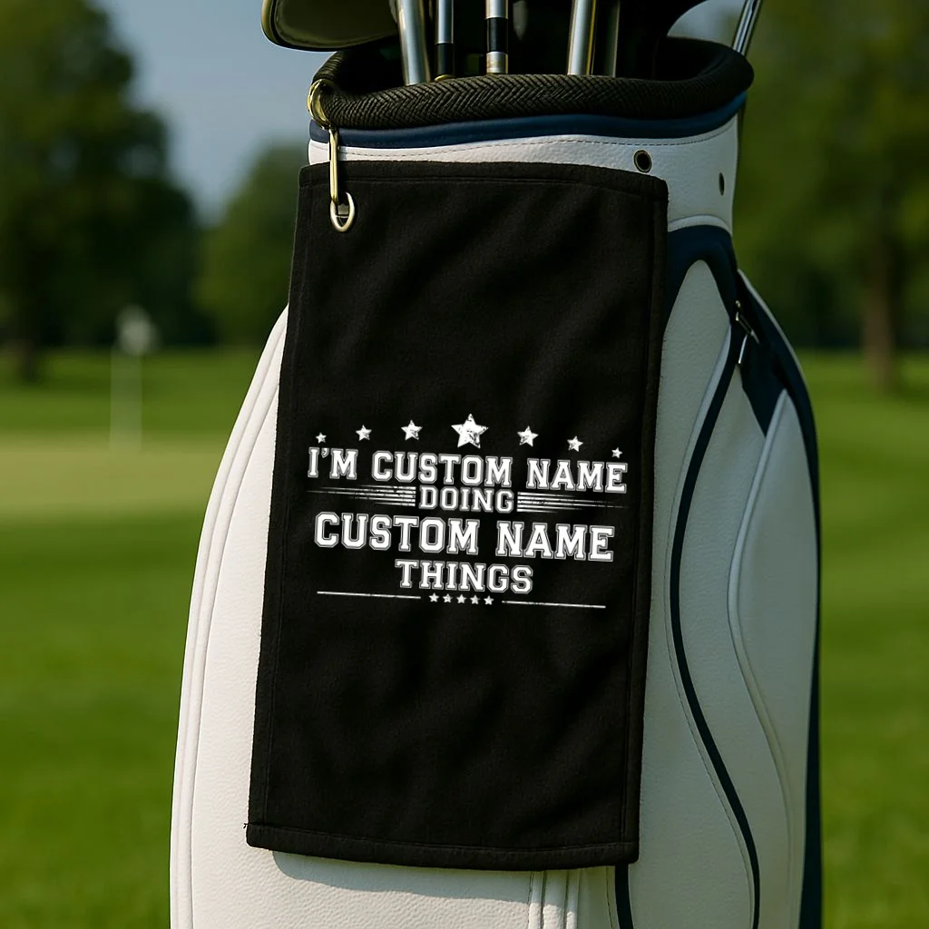 I'm Doing (Custom Name) Things Funny Personalized Gift Golf Towel - Front 2