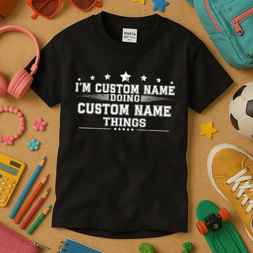 I'm Doing (Custom Name) Things Funny Personalized Gift Kids T-Shirt - Front 2