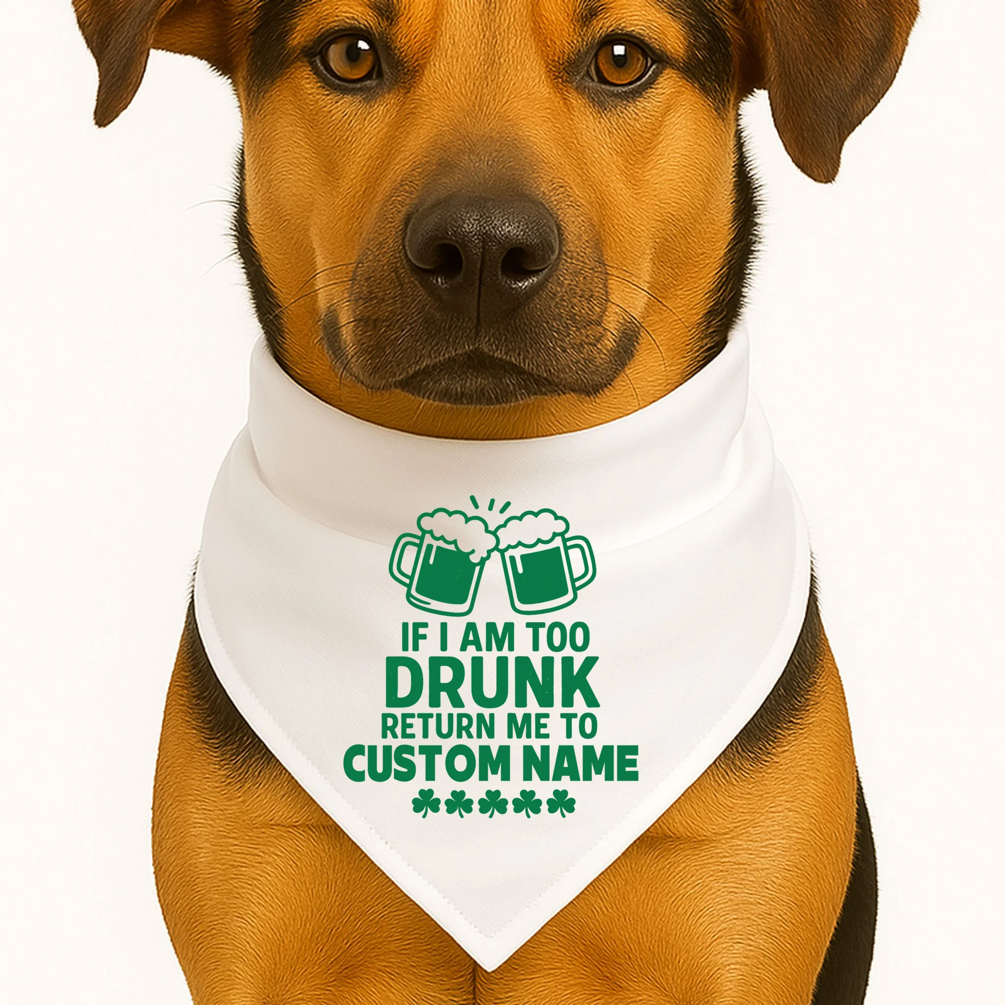 If I Am Too Drunk Return Me To Custom Name St Patricks Day Personalized Dog Bandana - Front 1