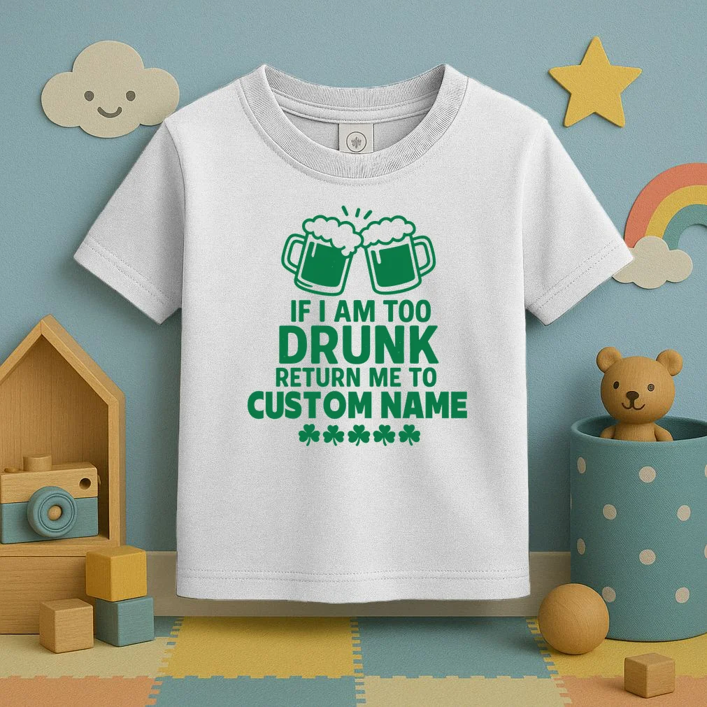If I Am Too Drunk Return Me To Custom Name St Patricks Day Personalized Toddler T-Shirt - Front 2