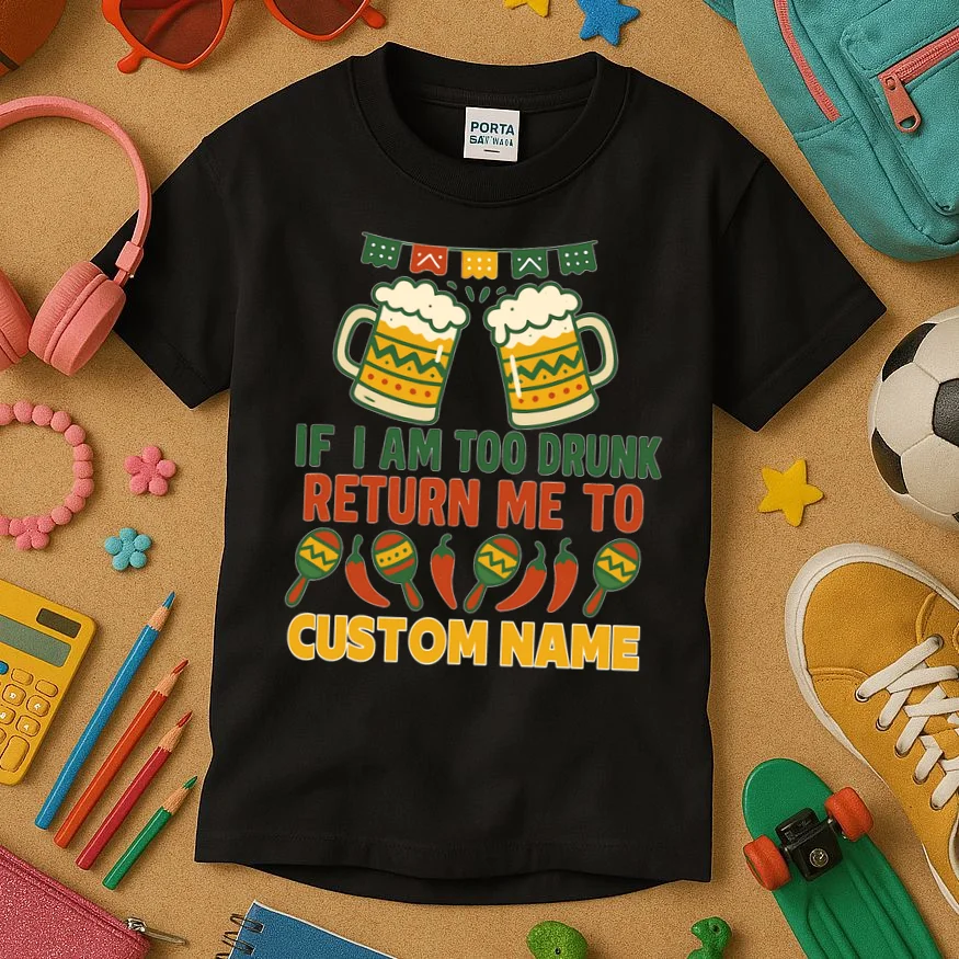 If I Am Too Drunk Return Me To Funny Cinco De Mayo Kids T-Shirt - Front 2