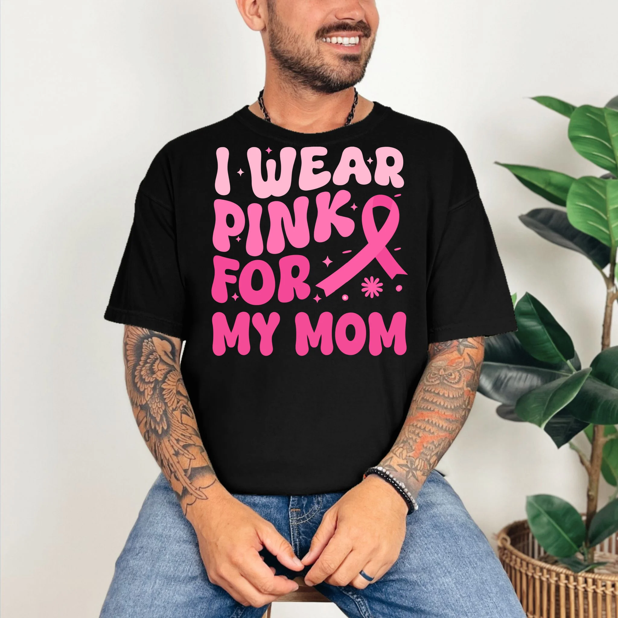 I Wear Pink For Personalized Breast Cancer Awareness T-Shirt - Front 2