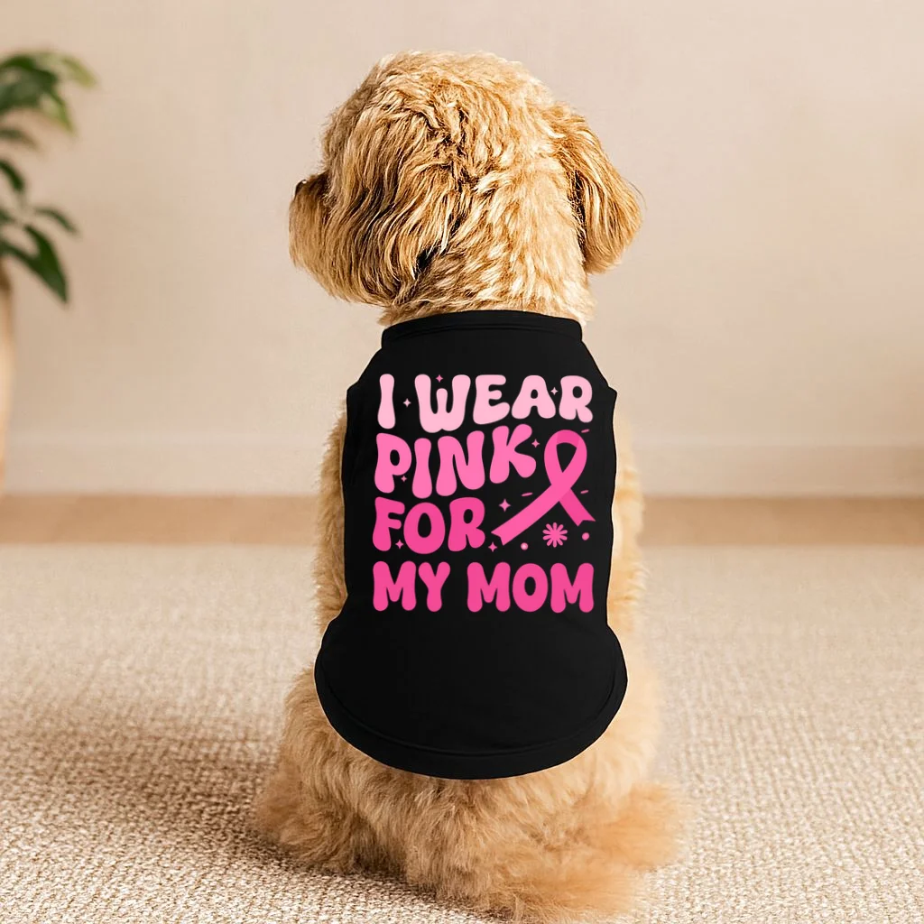 I Wear Pink For Personalized Breast Cancer Awareness Doggie Tank - Front 1