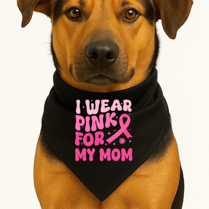 I Wear Pink For Personalized Breast Cancer Awareness Dog Bandana - Front 1