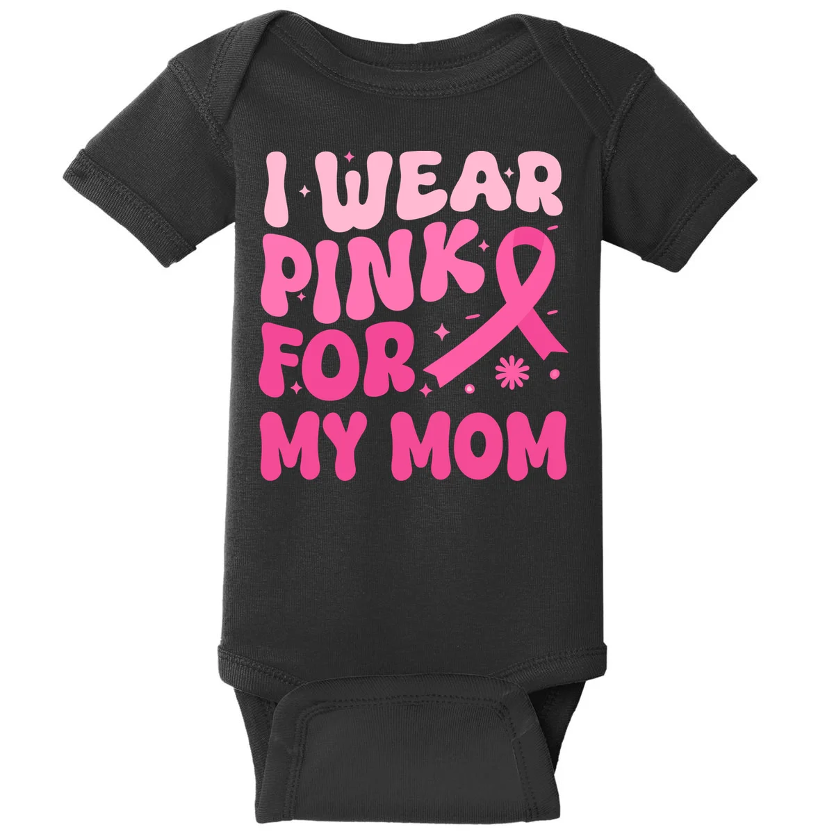 I Wear Pink For Personalized Breast Cancer Awareness Baby Bodysuit - Front