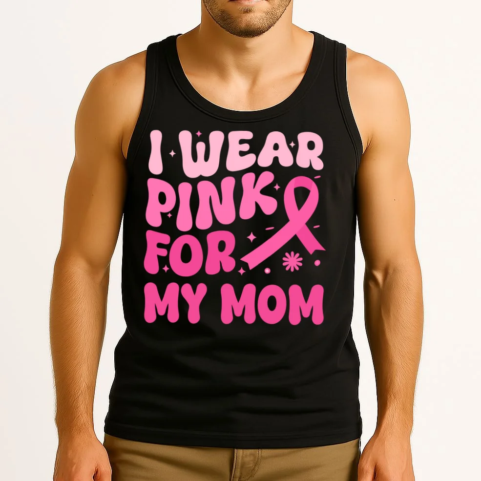 I Wear Pink For Personalized Breast Cancer Awareness Tank Top - Front 2
