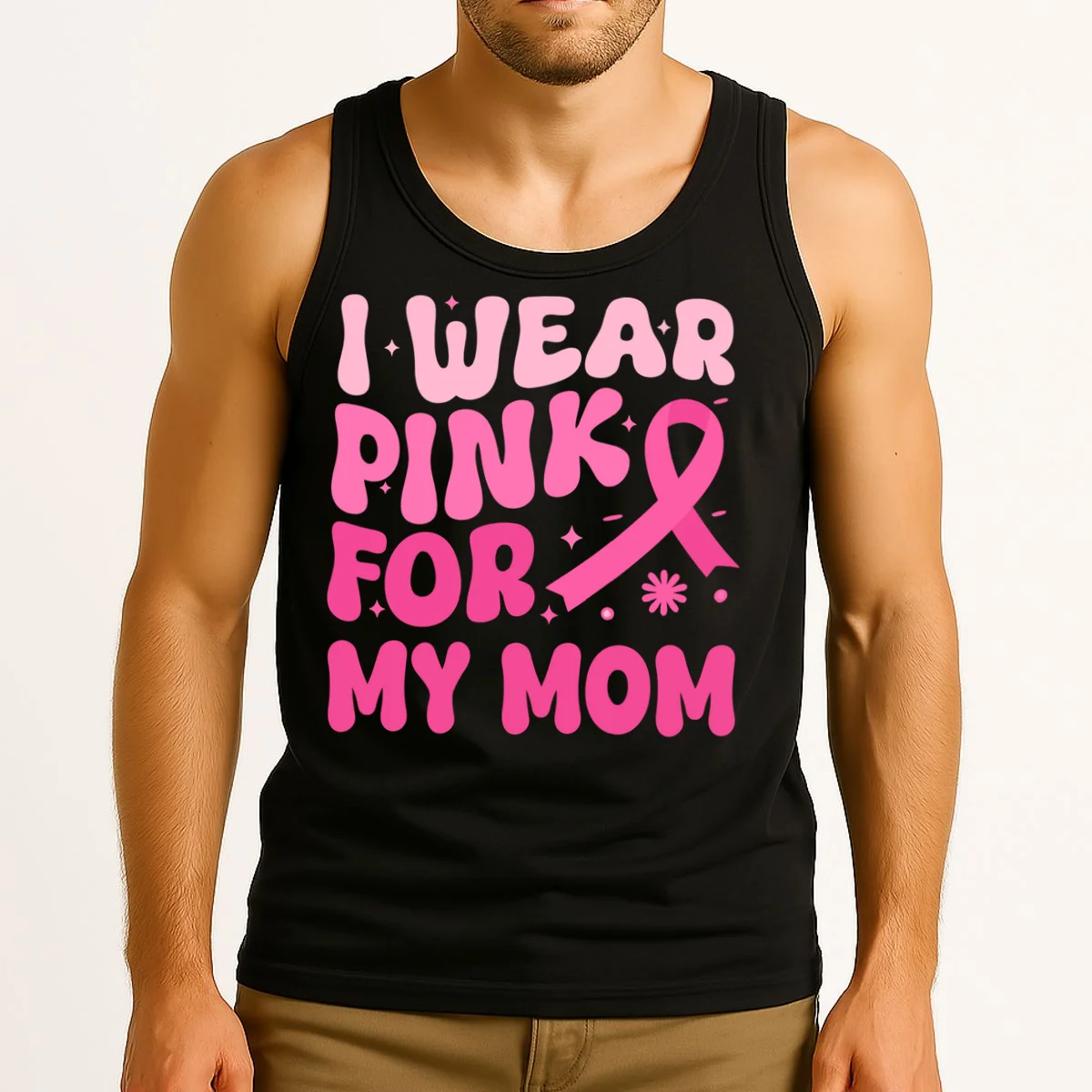 I Wear Pink For Personalized Breast Cancer Awareness Tank Top - Front 2