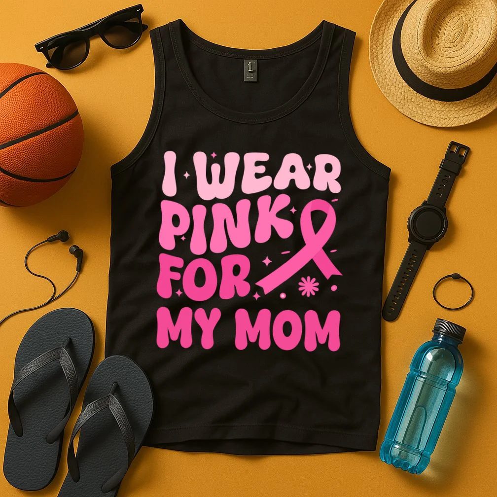 I Wear Pink For Personalized Breast Cancer Awareness Tank Top - Front 3