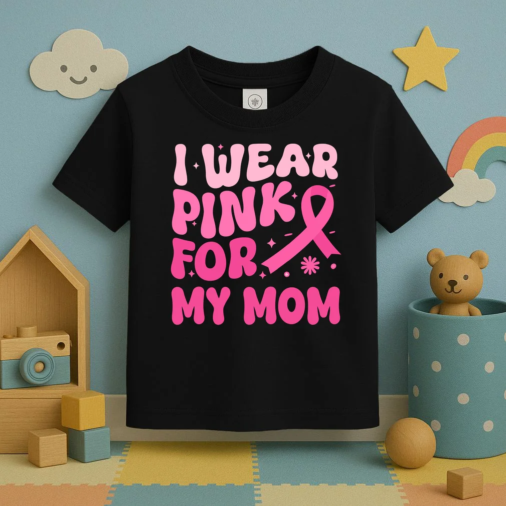I Wear Pink For Personalized Breast Cancer Awareness Toddler T-Shirt - Front 2
