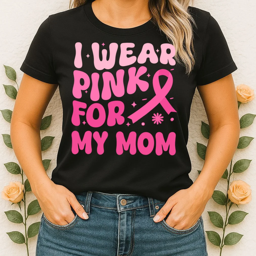 I Wear Pink For Personalized Breast Cancer Awareness Women's T-Shirt - Front 1
