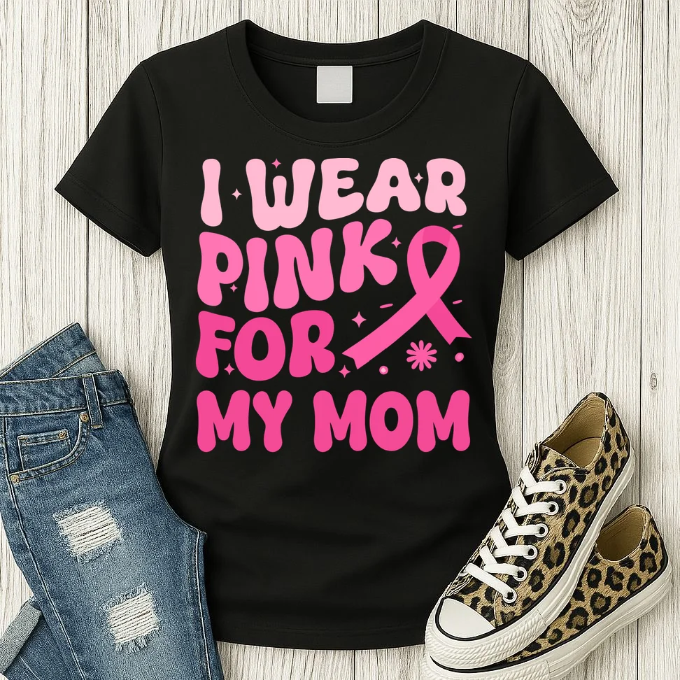 I Wear Pink For Personalized Breast Cancer Awareness Women's T-Shirt - Front 2