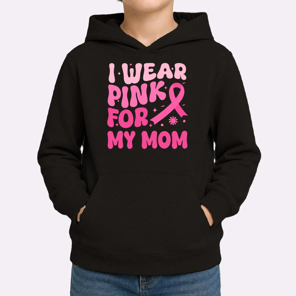 I Wear Pink For Personalized Breast Cancer Awareness Kids Hoodie - Front 1