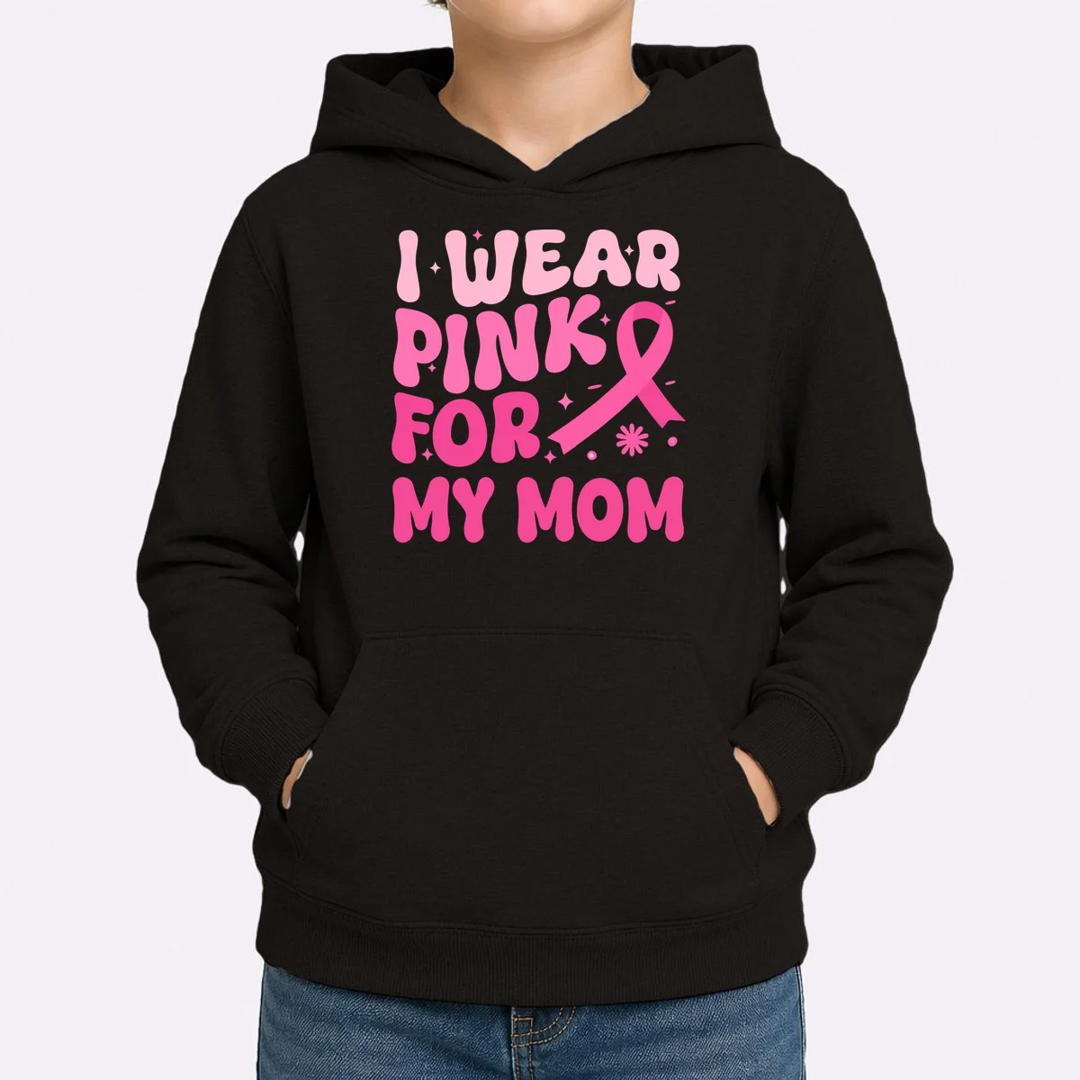 I Wear Pink For Personalized Breast Cancer Awareness Kids Hoodie - Front 1