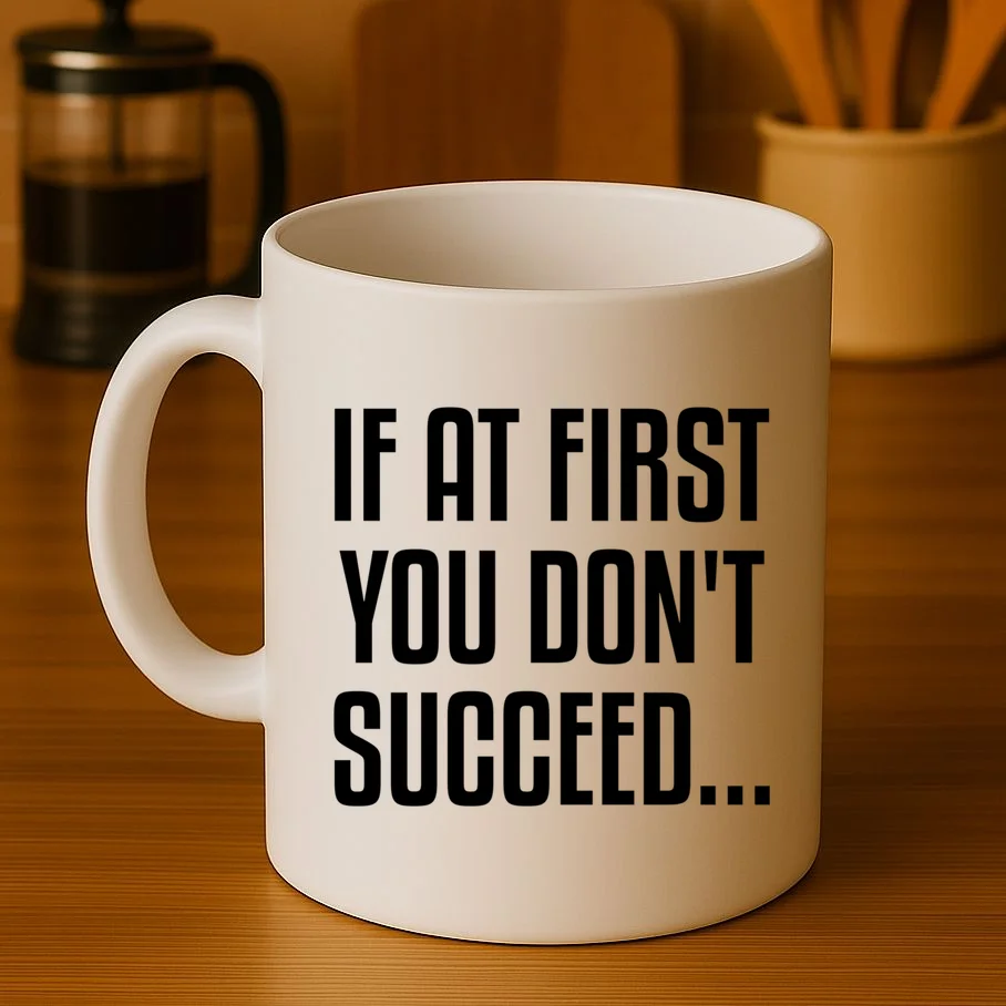 If At First You Don't Succeed Funny Personalized Name Coffee Mug - Front 3