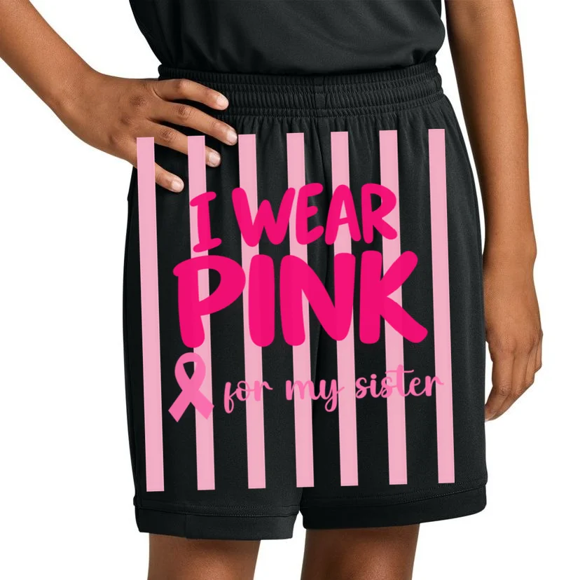 I Wear Pink for My Sister Breast Cancer Awareness Custom Gift - Pink Ribbon Personalized Relationship Design Kids Shorts - Front 1