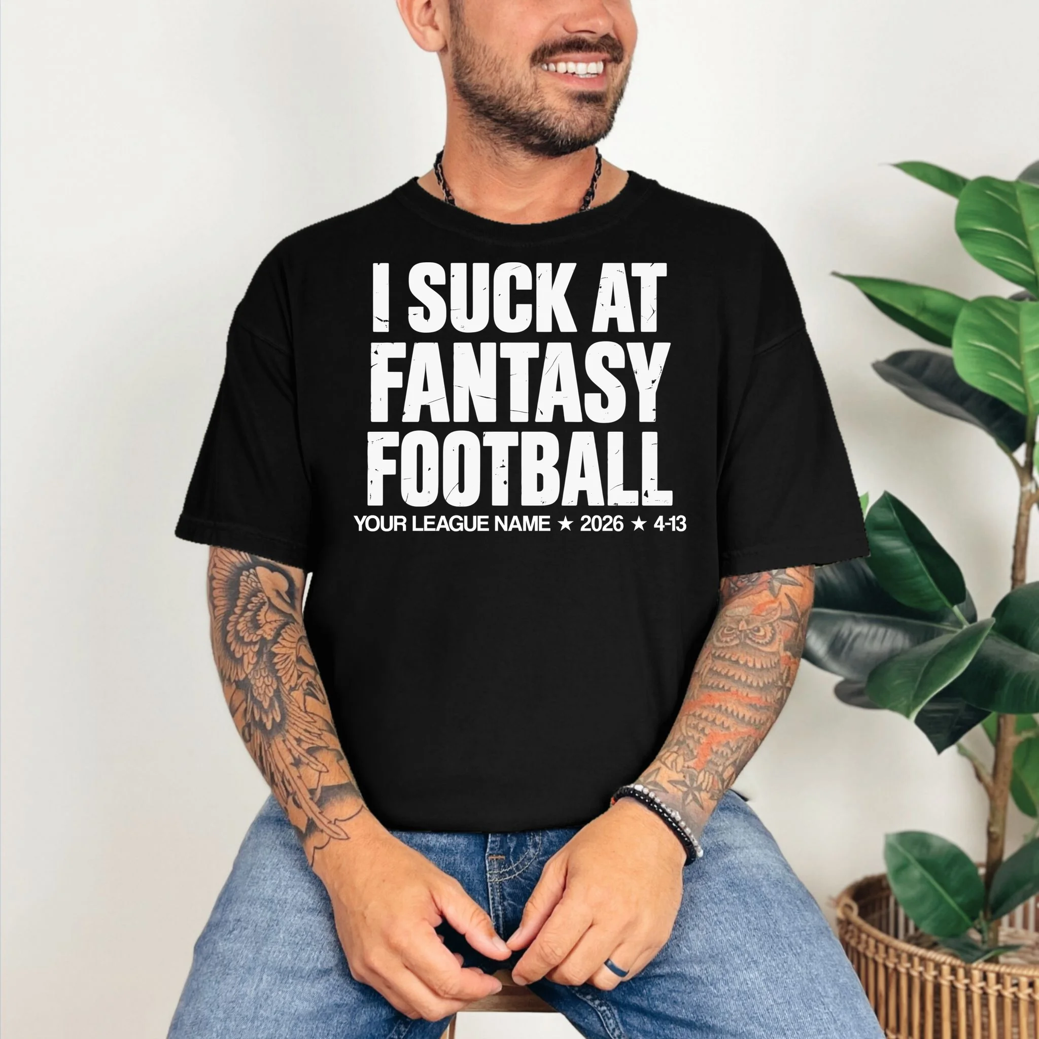 I Suck At Fantasy Personalized Fantasy Football T-Shirt - Front 2