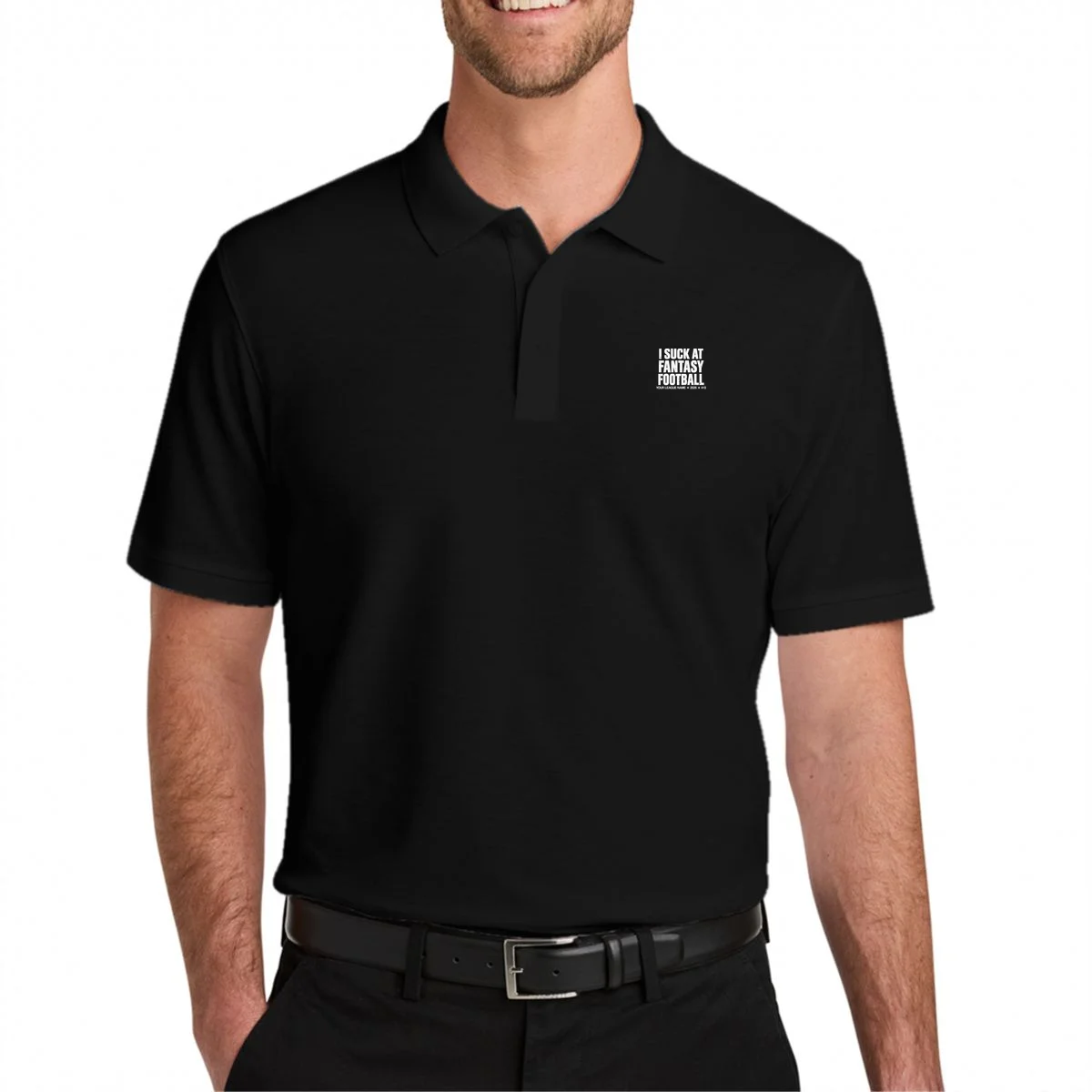 I Suck At Fantasy Personalized Fantasy Football Men's Polo - Front 1