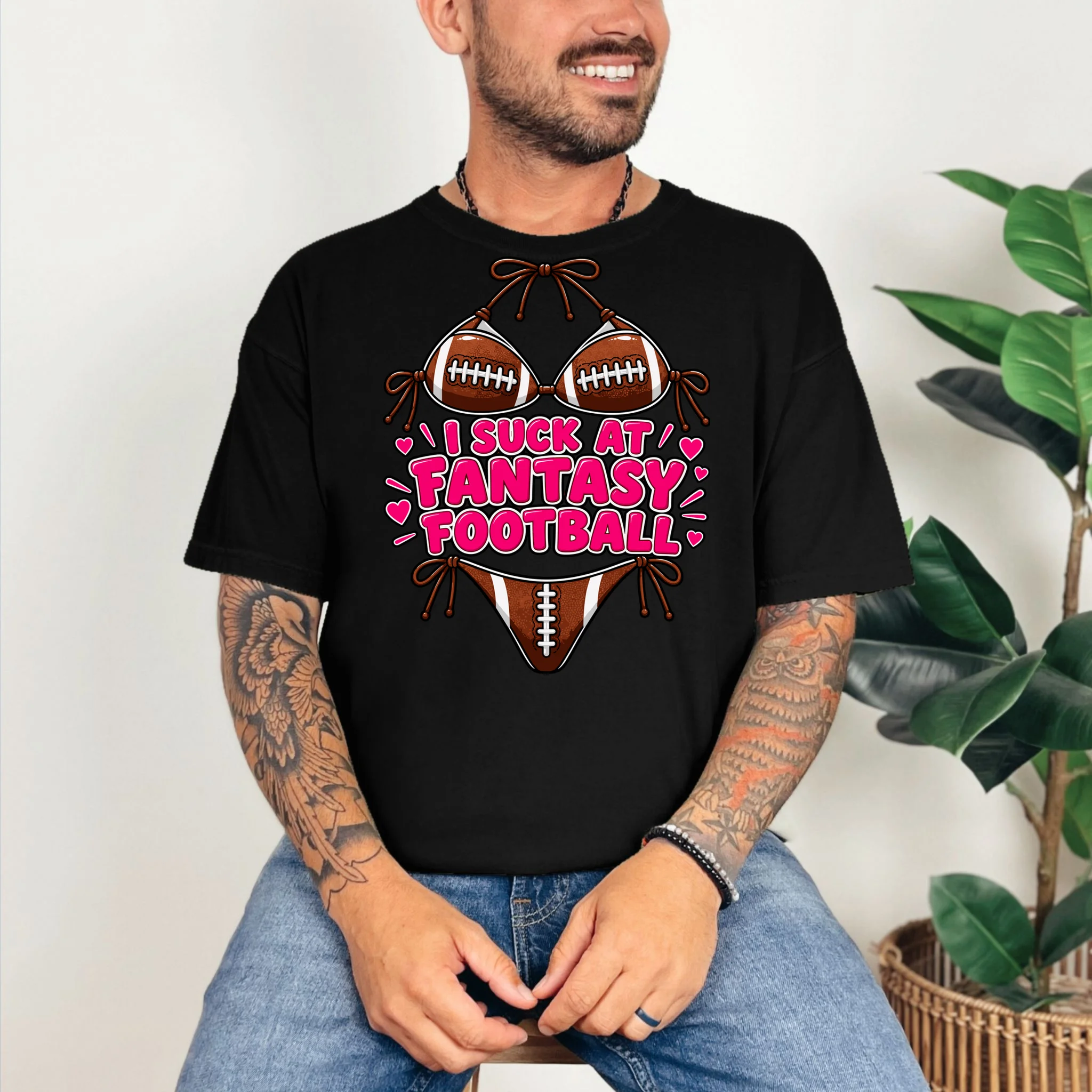 I Suck At Fantasy Bikini Funny Personalized Fantasy Football T-Shirt - Front 2