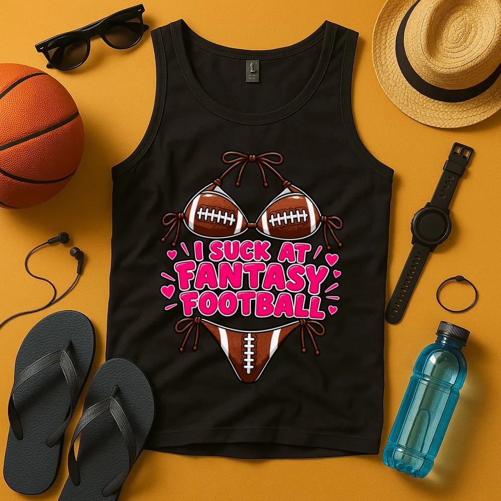 I Suck At Fantasy Bikini Funny Personalized Fantasy Football Tank Top - Front 3