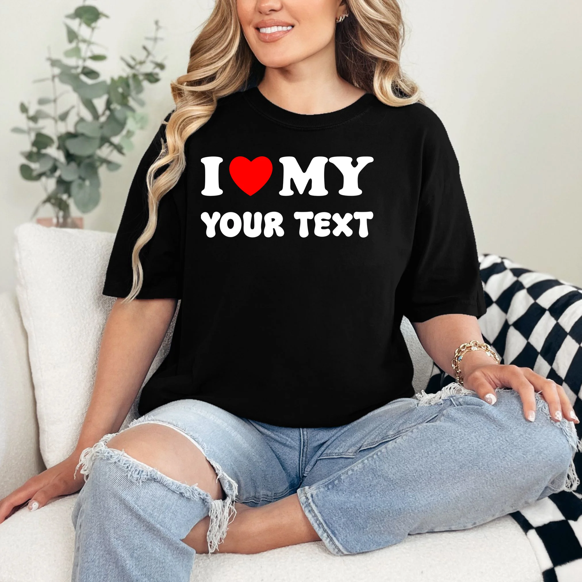 I Love My (Customizable Text) Valentine’s Day Heart T-Shirt - Front 1