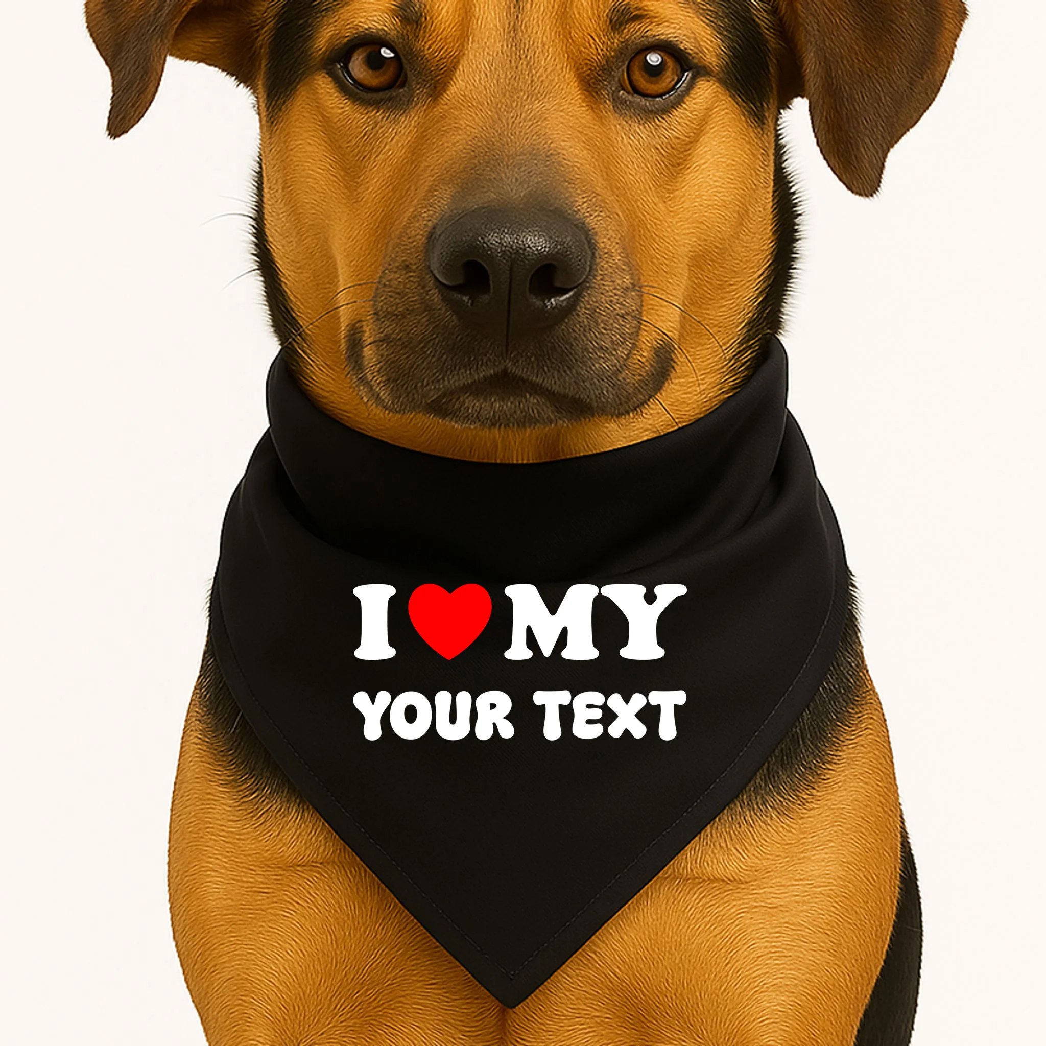 I Love My (Customizable Text) Valentine’s Day Heart Dog Bandana - Front 1